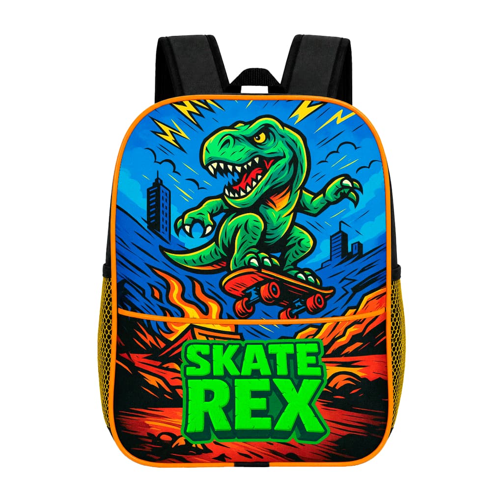 Mochila Infantil Dinossauro Jurassico Menino Bolsa com Alça Regulável Reforçada Skate Rex
