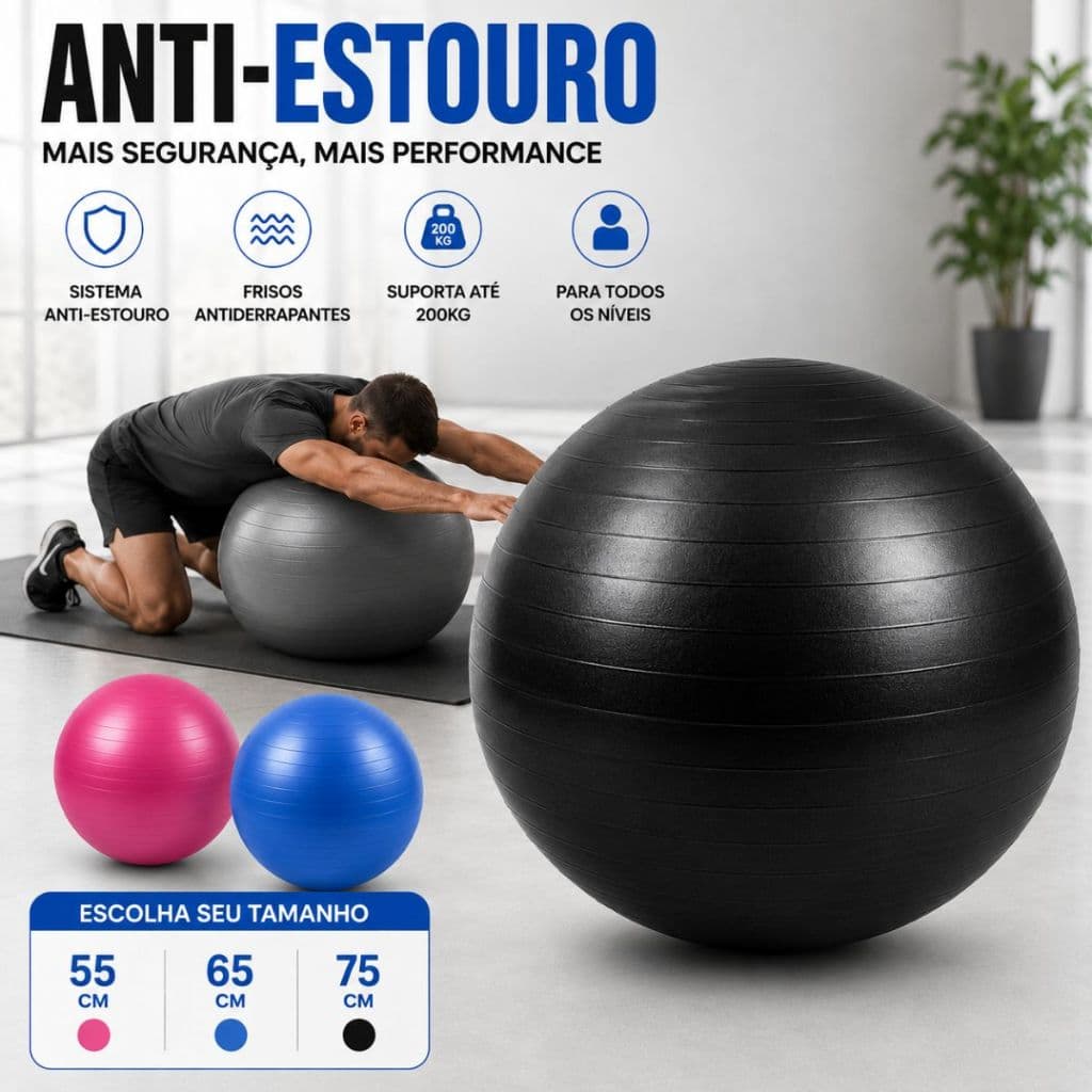 Bola Pilates Suiça Fitball 55 65 75 cm MIG Yoga Fisioterapia Abdominal Ginástica Anti-Estouro