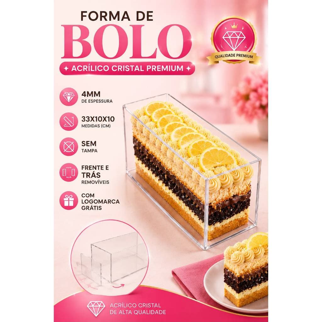 Kit com 2, 3, 4, 5 Formas dobradas slice cakes SEM tampa ESPESSURA DE 4MM festival de fatias formas retangular