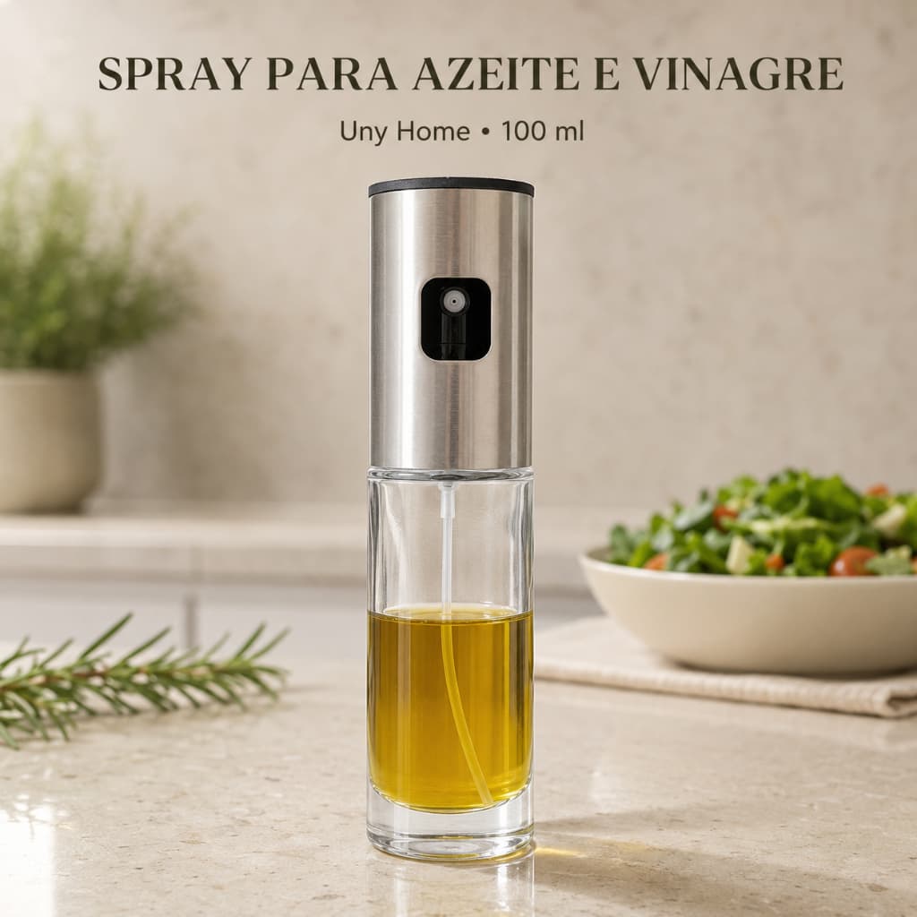 Spray Pulverizador para Azeite e Vinagre Uny Home 100 ml em Vidro e Inox 304 com Funil