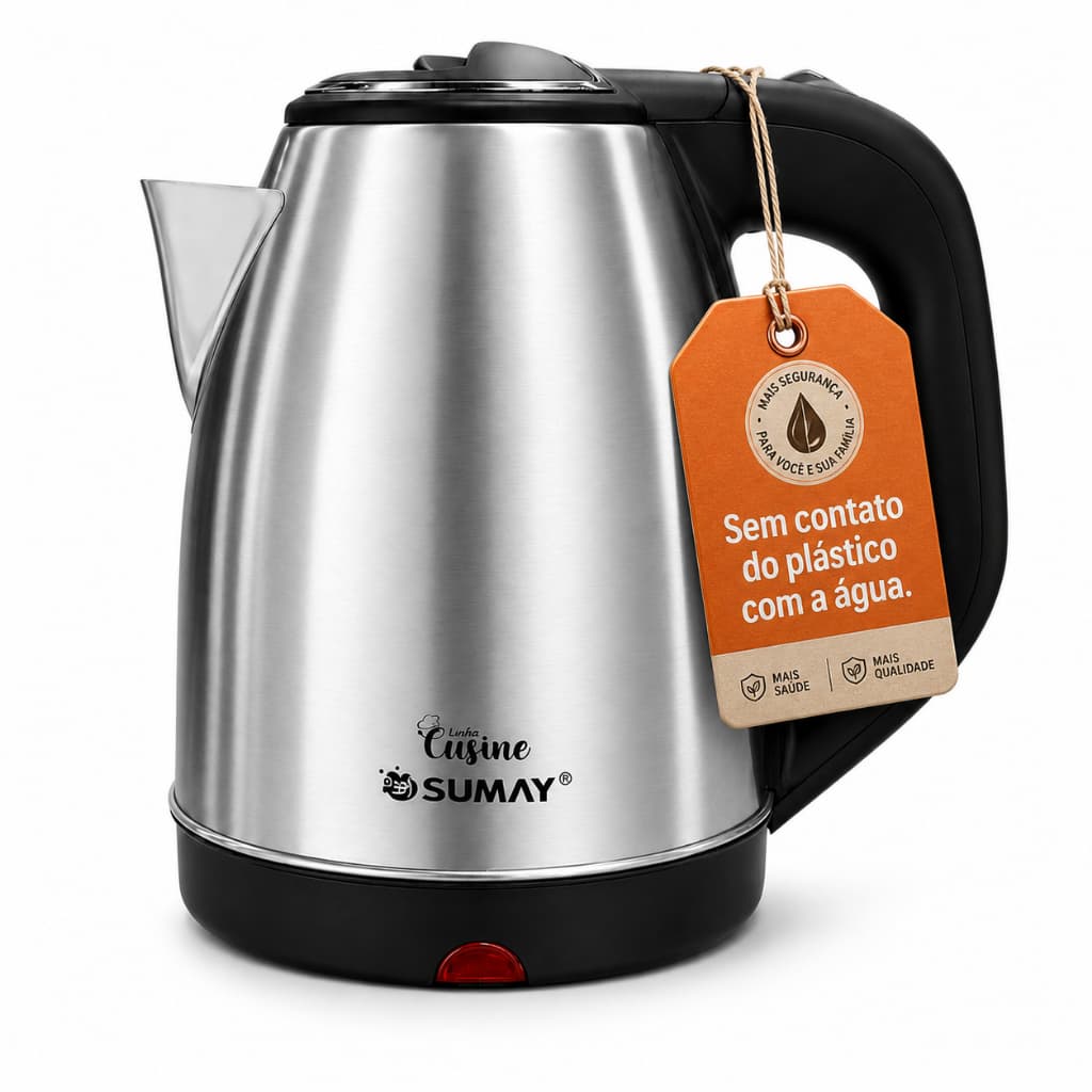 Chaleira Elétrica Sumay 1,8 Litros Inox Jarra Fervedor de Água Rápido Desligamento Automático 1000W Sumay