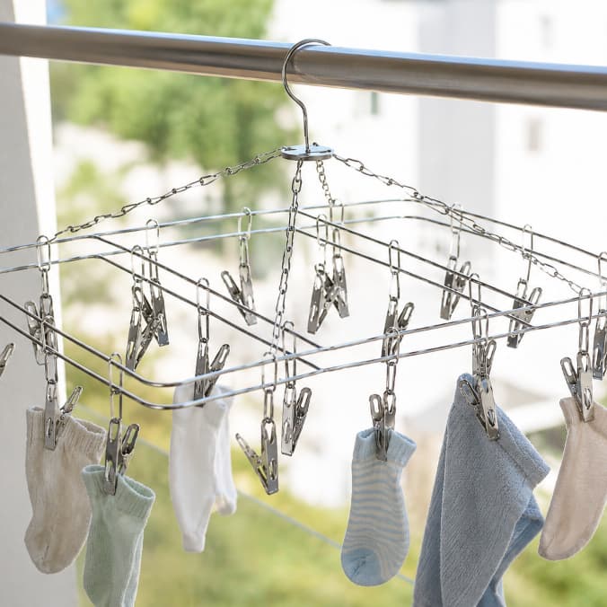 Varal Aço Inox Suspenso Meias Calcinha e Roupa Intima Apartamento Lavanderia 20 Prendedores