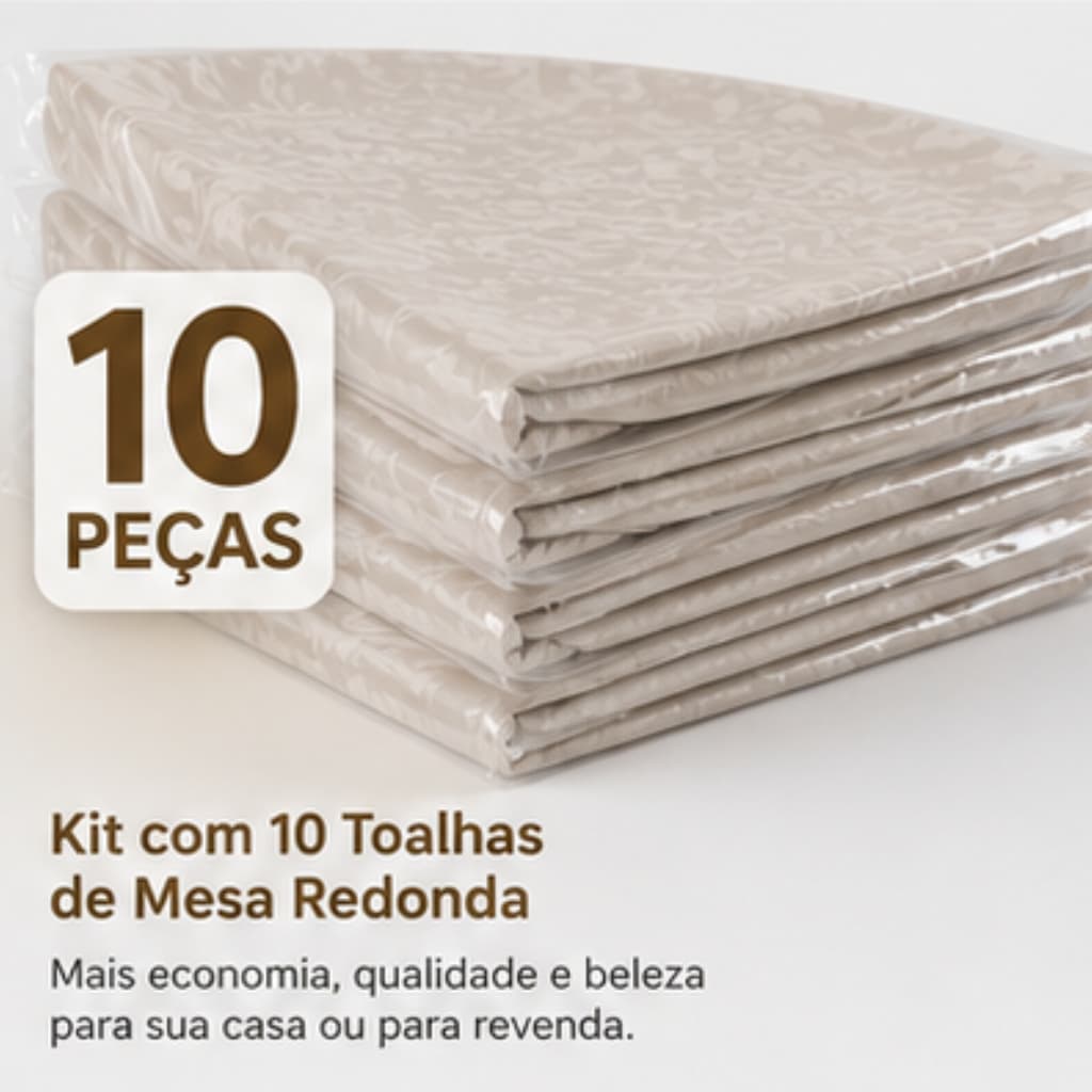 Kit 10 Toalhas de Mesa Redonda Jacquard 100% Poliéster Não Escorrega Alta Durabilidade