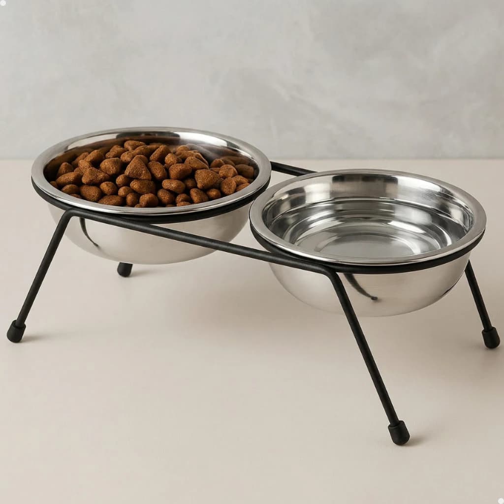 Bebedouro Comedouro Duplo Fixo Elevado Aramado Cachorro Filhotes Gatos 300ML