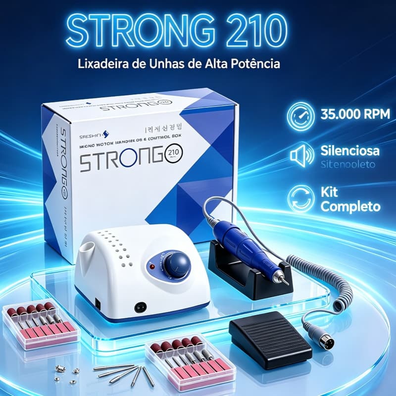 Lixadeira de Unhas Strong 210/211 Profissional 35.000 RPM Bivolt Silenciosa