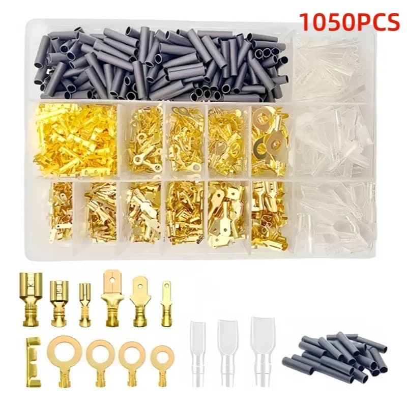 Kit Sortido 1050pçs Alta Qualidade Terminais De Crimpagem Elétrico Conector De Fio Macho Isolado Fêmea 2,8/4,8/6,3mm