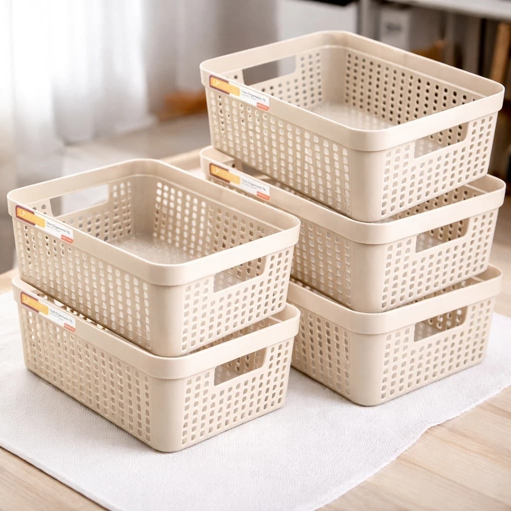 Kit 5 Cestos Organizadores 11 Litros Multiuso Cesto Grande em Plástico Resistente