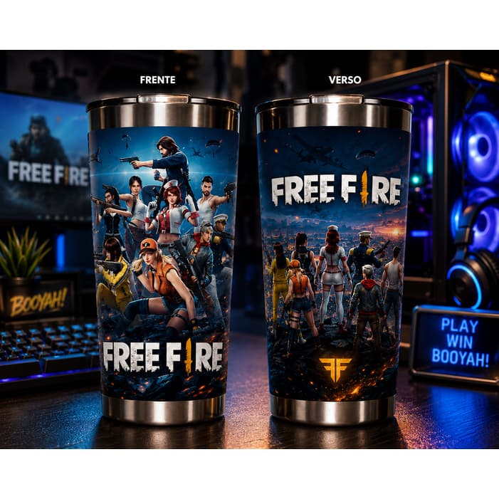Copo De Jogos 473ml Em Aço Inox Resistente Com Tampa Transparente Perfeito Para Gamers E Uso Diário Com Estilo