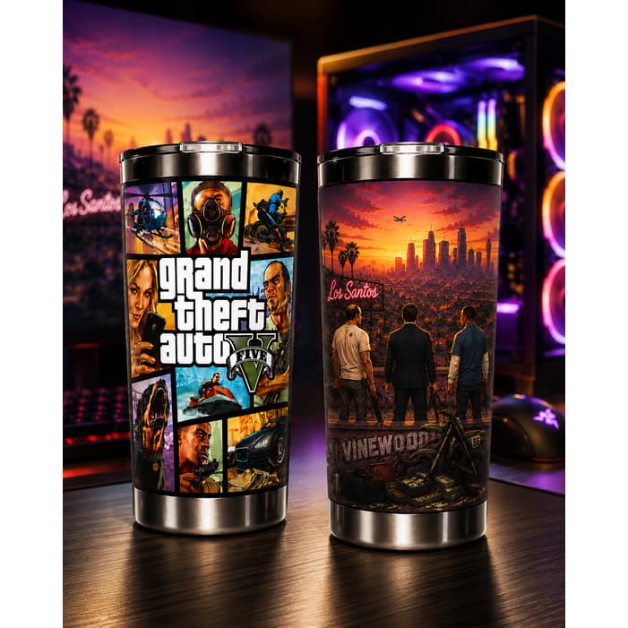 Copo Térmico 473ml Modelo Tematico Para Jogos Em Aço Inox Com Tampa Transparente E Alta Durabilidade