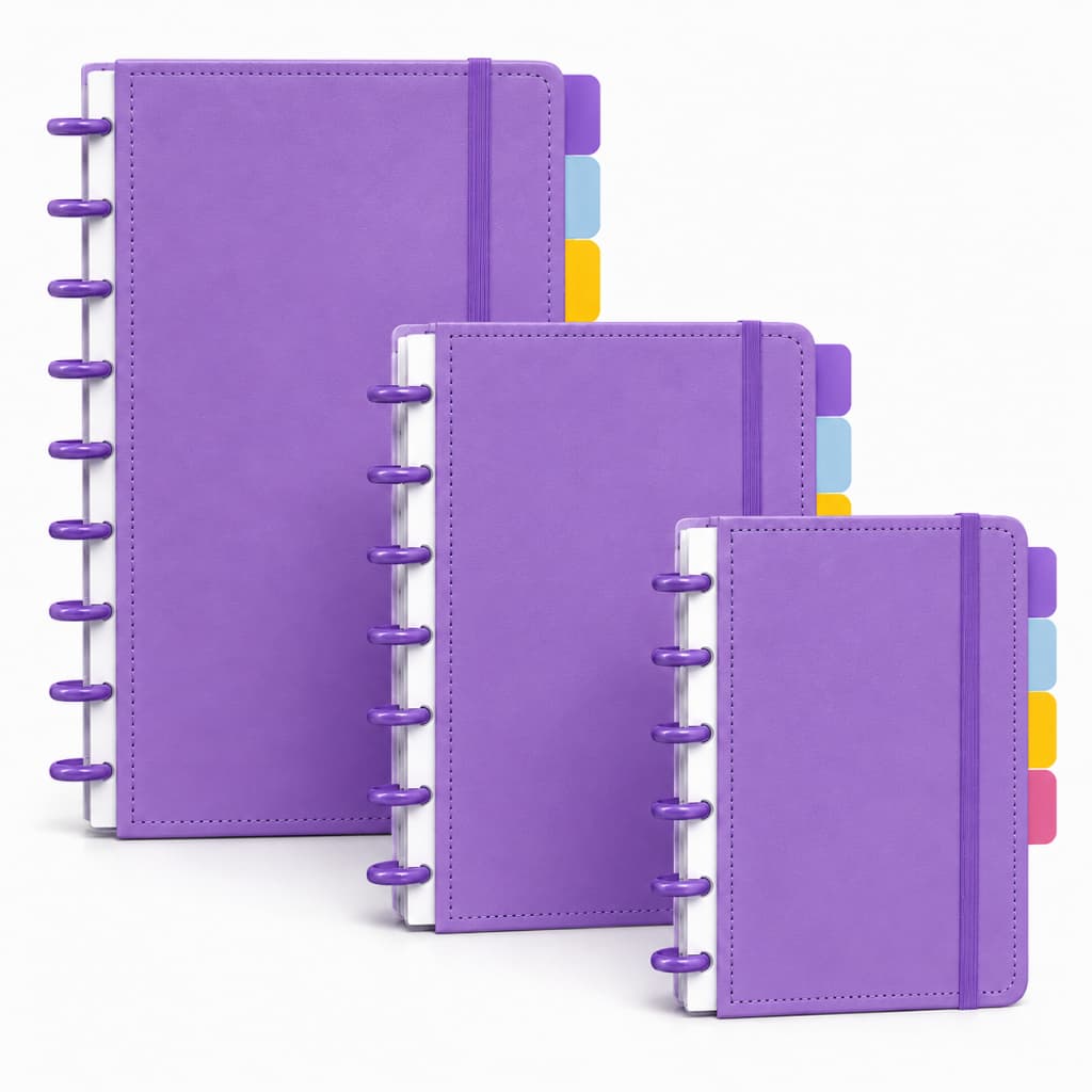 Caderno Grande tipo Inteligente Personalizado 8/10/11 Discos Capa Dura 80 Folhas Pautadas Escolar Planner Diário