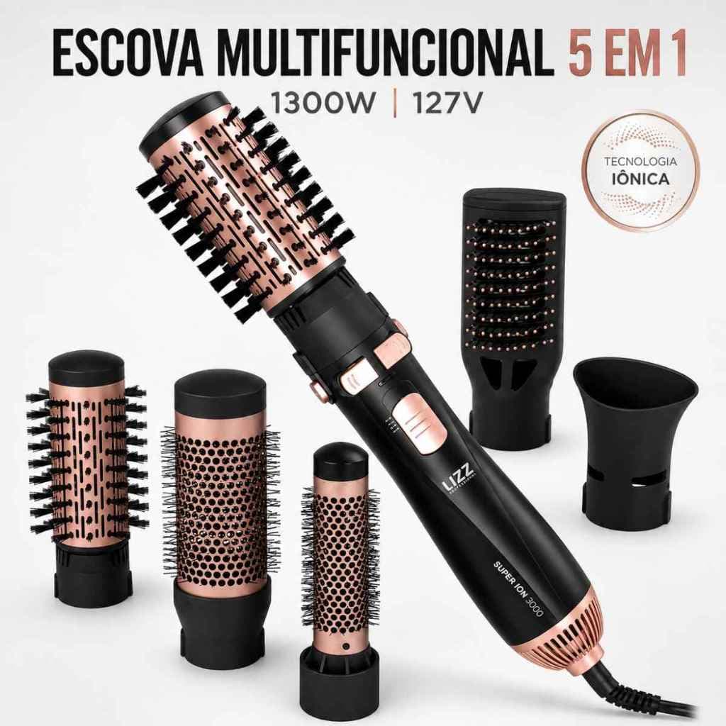 Escova Rotativa Lizz Pro Super Ion 3000 5 em 1 1300W 127V