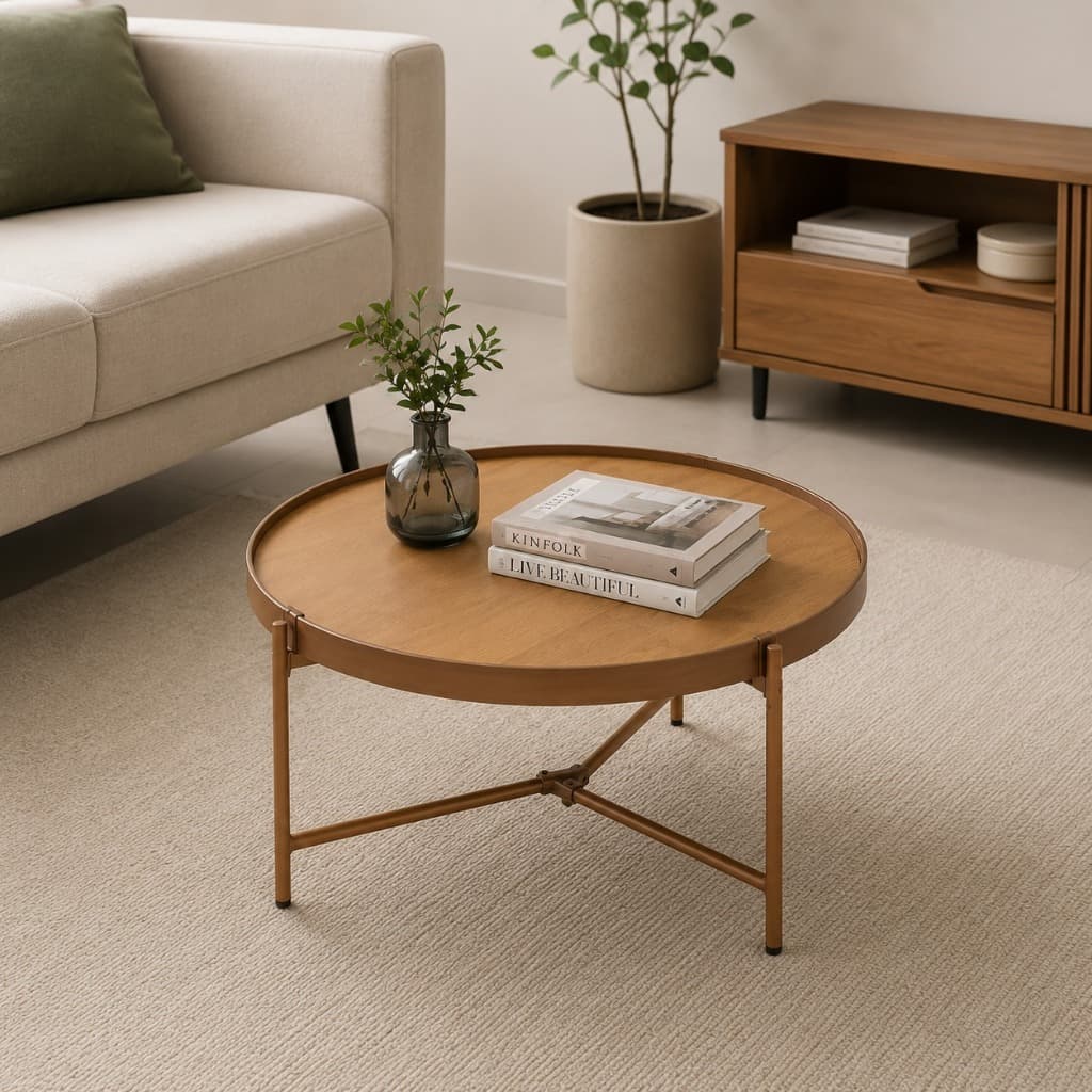 Mesa de Centro Nature Cobre Aqua 71cm Design Moderno Sofisticado para Sala de Estar Imcal Móveis
