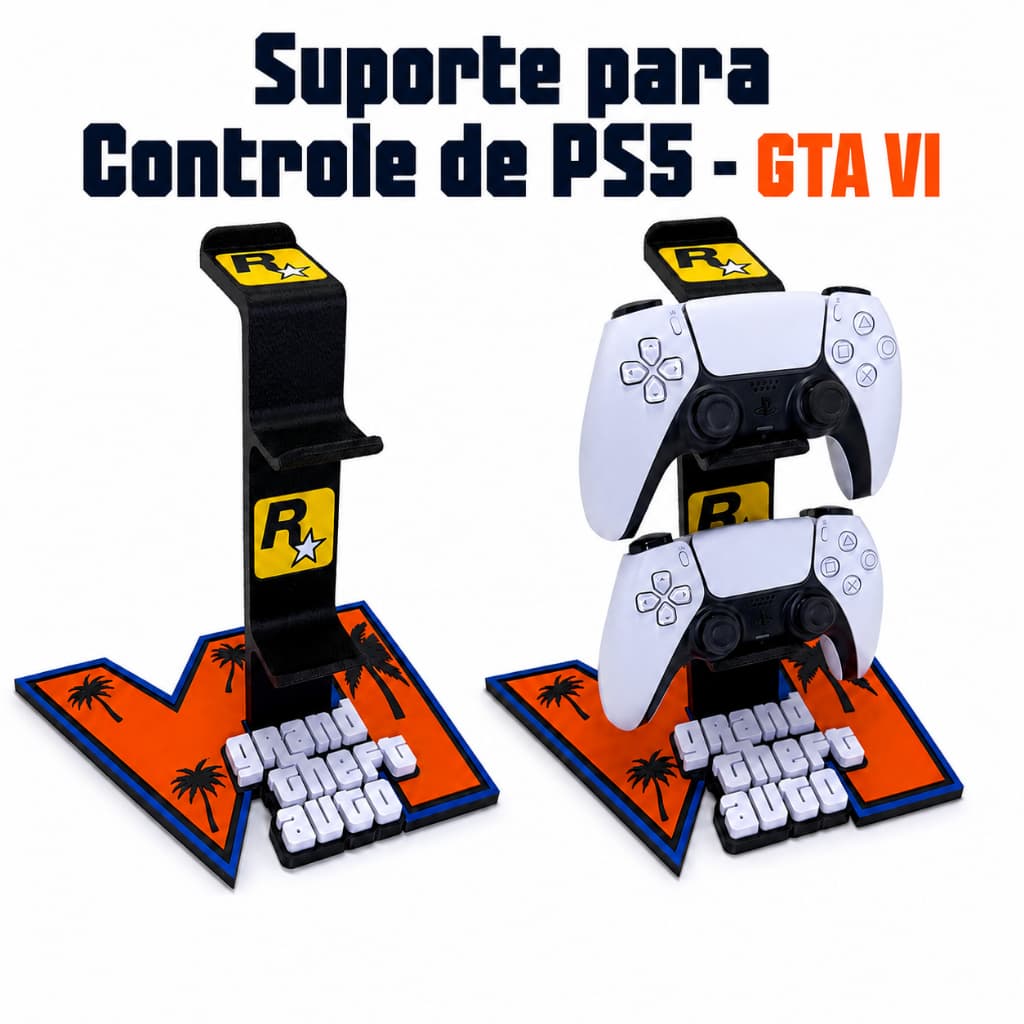 Suporte para 2 Controles de PS5 –GTA 6 (Temático Grand Theft Auto VI)