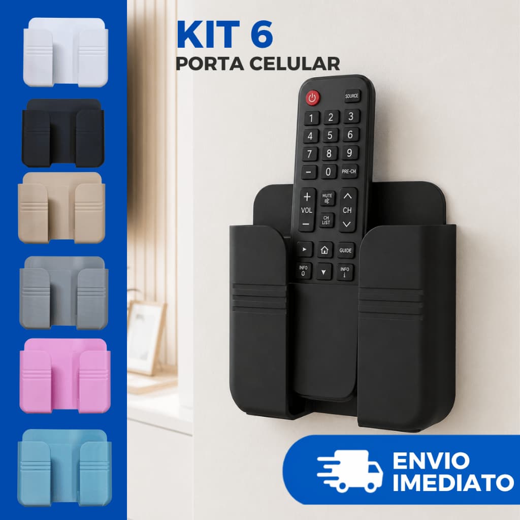 Kit 6 Organizadores Controle Remoto Multiuso Parede Autocolante Celular  Carregador