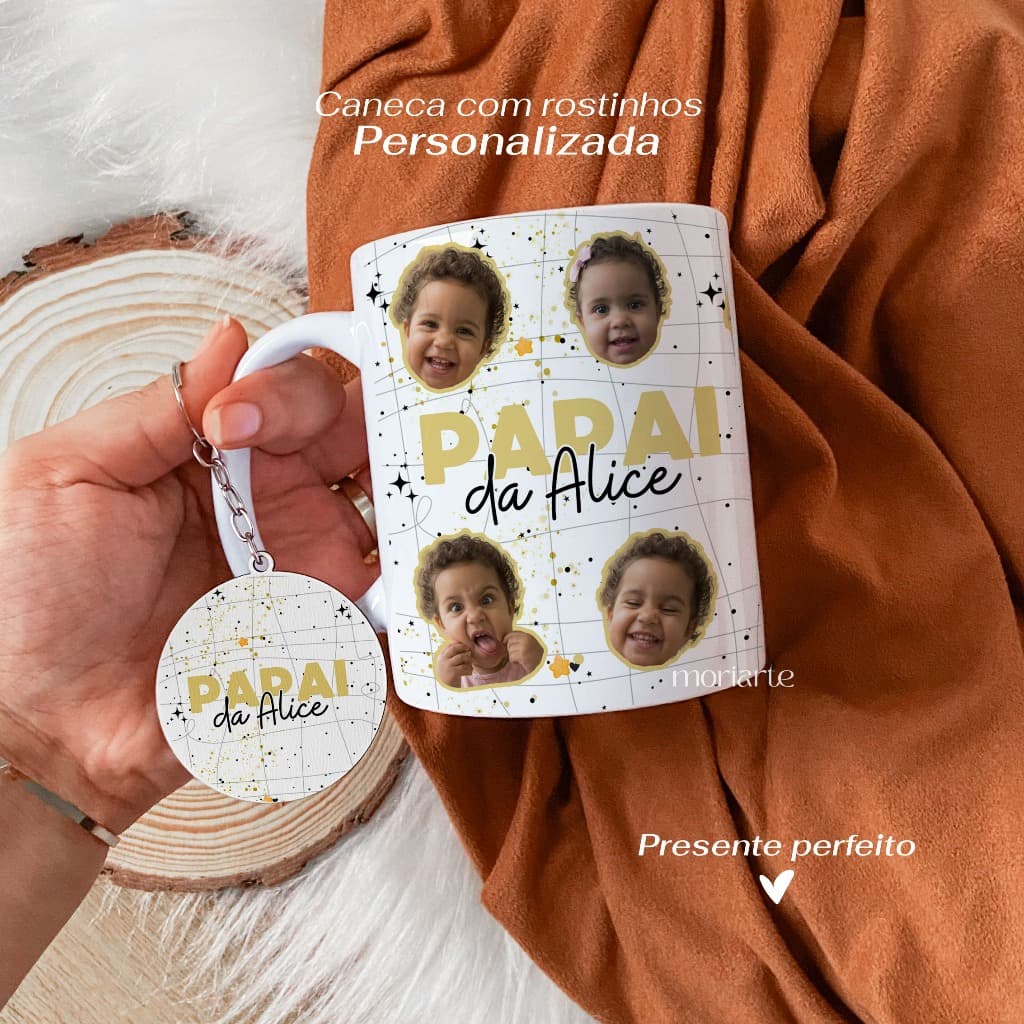 Caneca papai, rostinhos personalizados, caneca personalizada, dia dos pais