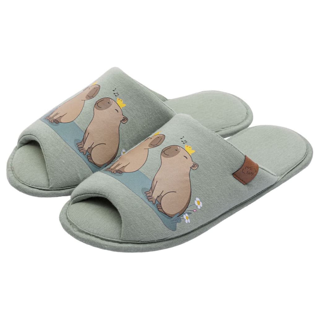 Pantufa Infantil Masculina Aberta Estampada Capivara Tecido Macio Solado Flexível Confortável