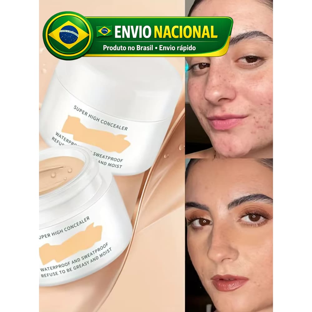 Corretivo Líquido Facial Alta Cobertura à Prova D’Água Hidratante para Olheiras Acne e Manchas