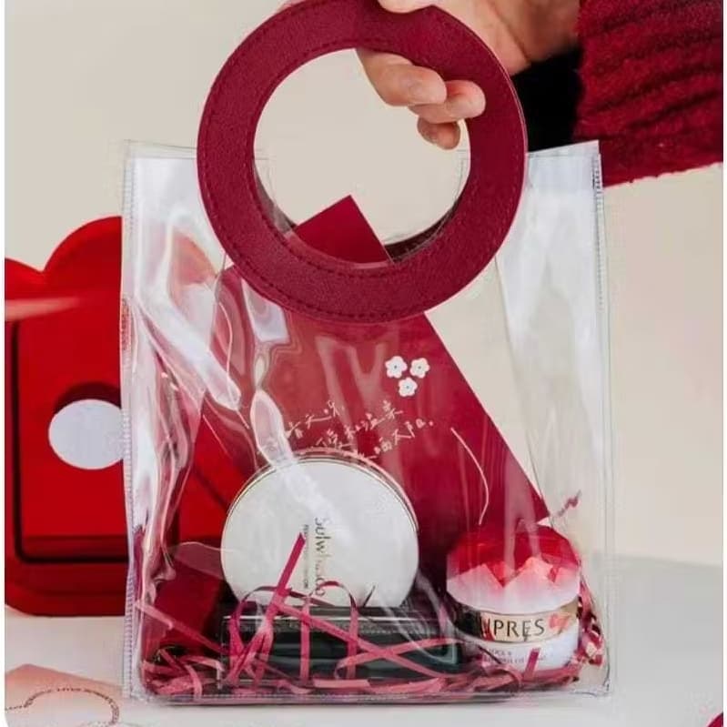 Bolsa transparente sacola para presente com alça redonda - Cores Sortidas e Material Resistente