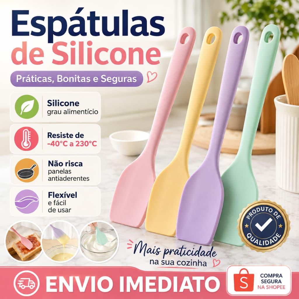 Espátula de Silicone para Cozinha Multifuncional | Utensílio Antiaderente para Panelas e Confeitaria