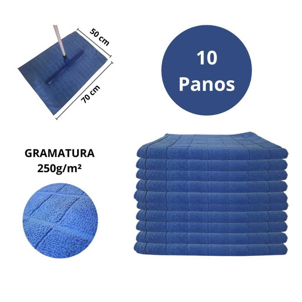 Pano de Chão Microfibra Limpeza Geral Grande 70x50 C/ 10 UN - Condor Linha Profissional