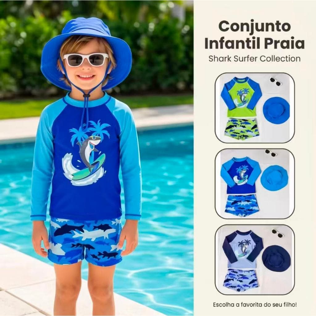 Conjunto de Natação Infantil com UV Proteção - REF 1562(Tamanhos 2, 4, 6, 8)