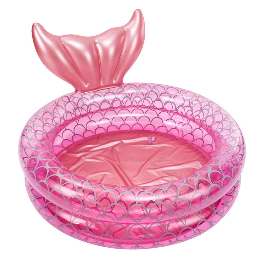 Piscina Inflável Infantil Sereia 200L Rosa 114cm 3 Anéis para Crianças +2 Anos Fácil de montar