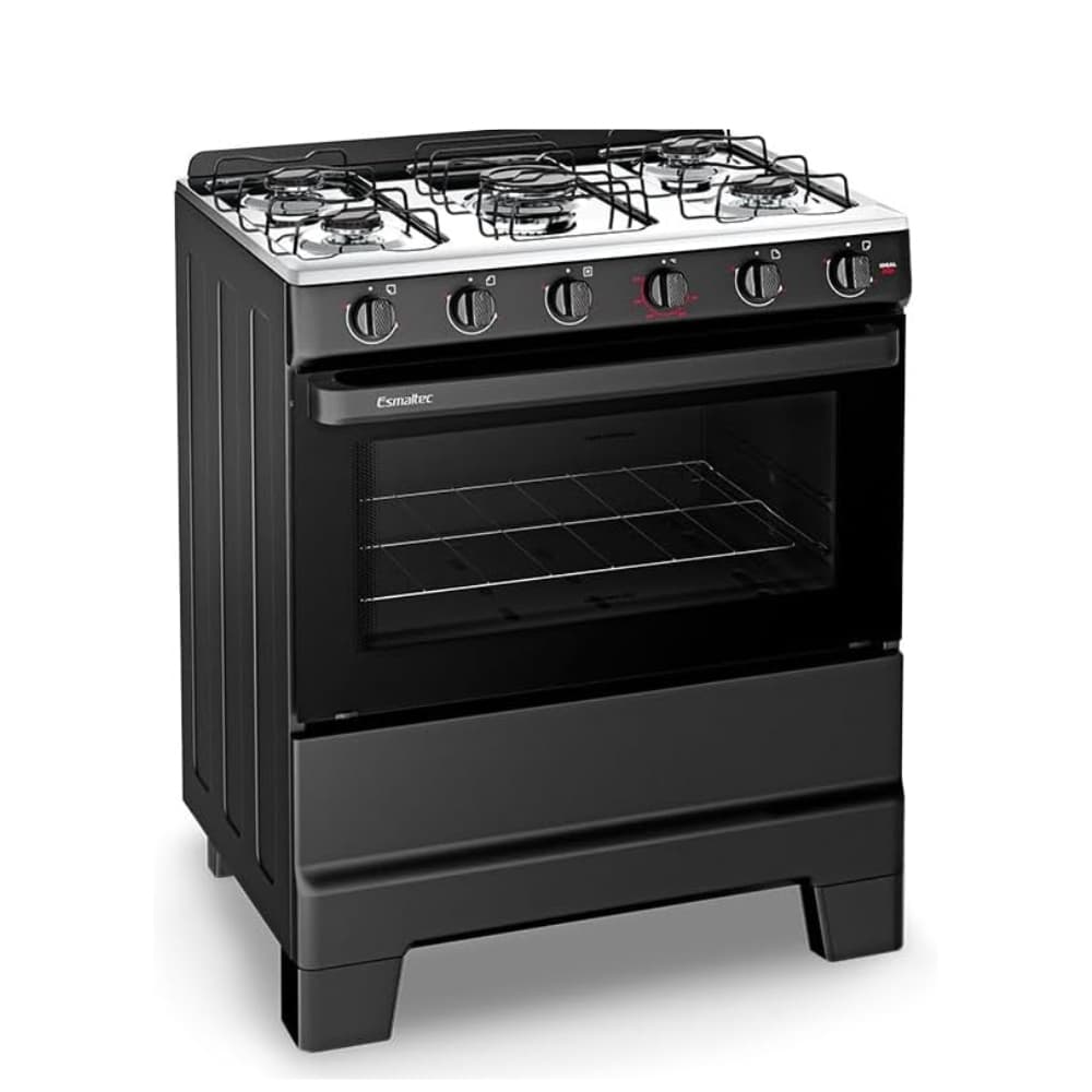 Fogão Esmaltec Ideal Pop F5ISP 5 Bocas, Mesa Inox, Forno 84 Litros e Acendimento Manual