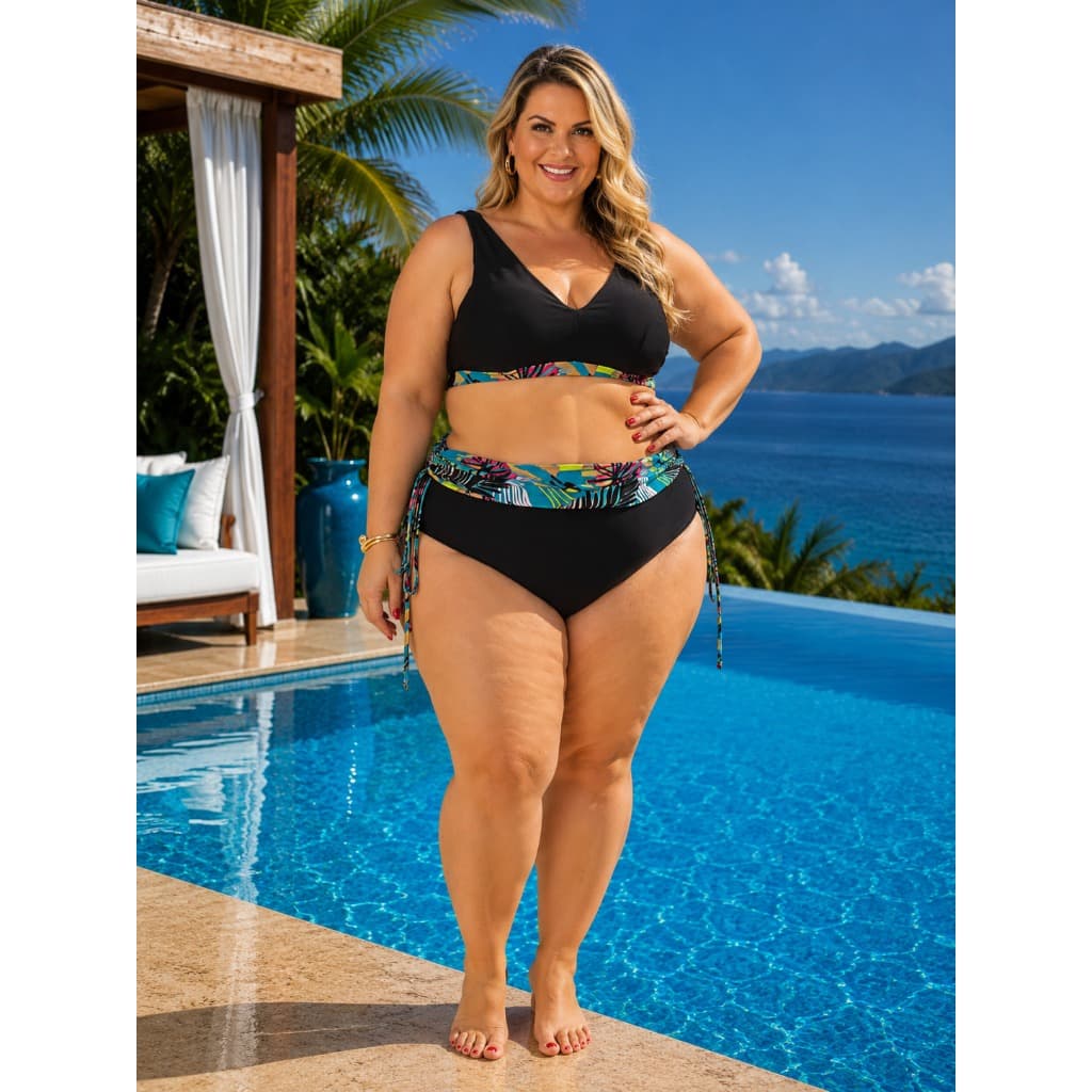 Biquini Sunquini plus size sainha lycra bojo removível tamanho grande do 46 ao 60.