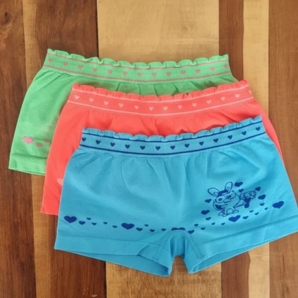 Kit 3, 6, 9 Ou 12 Calcinhas Short Boxer Infantil Menina Garota Conforto Dia a Dia Qualidade Premium Box 2 a 10 Anos