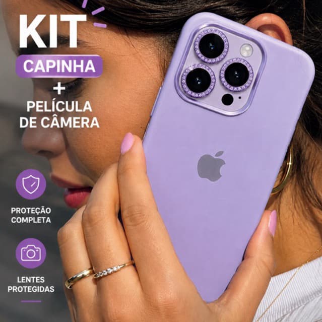 Kit Capinha Aveludada + Película de Câmera Premium Iphone  | Proteção Completa