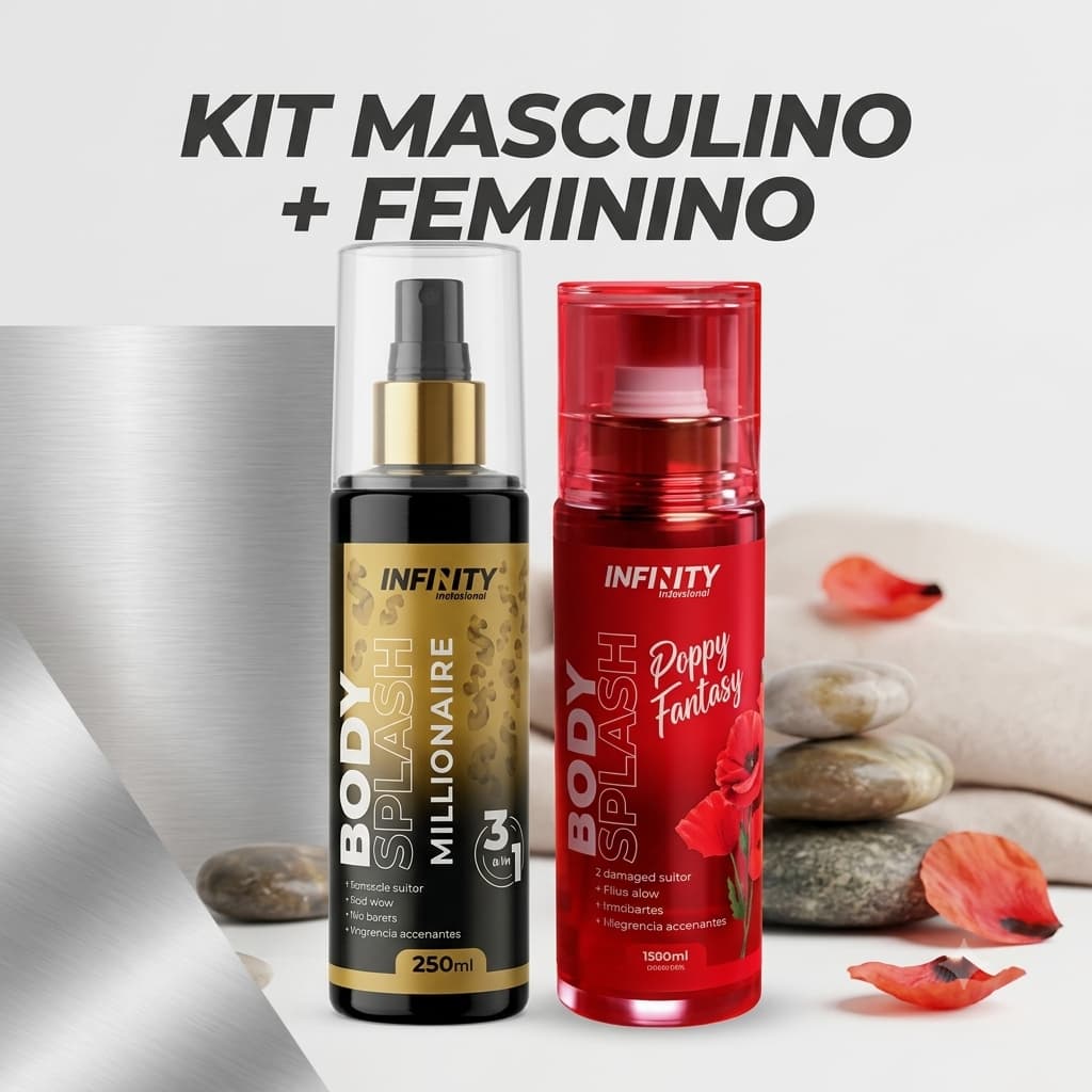 Kit 2 Body Splash Casal – Masculino e Feminino Perfumado Presente combo