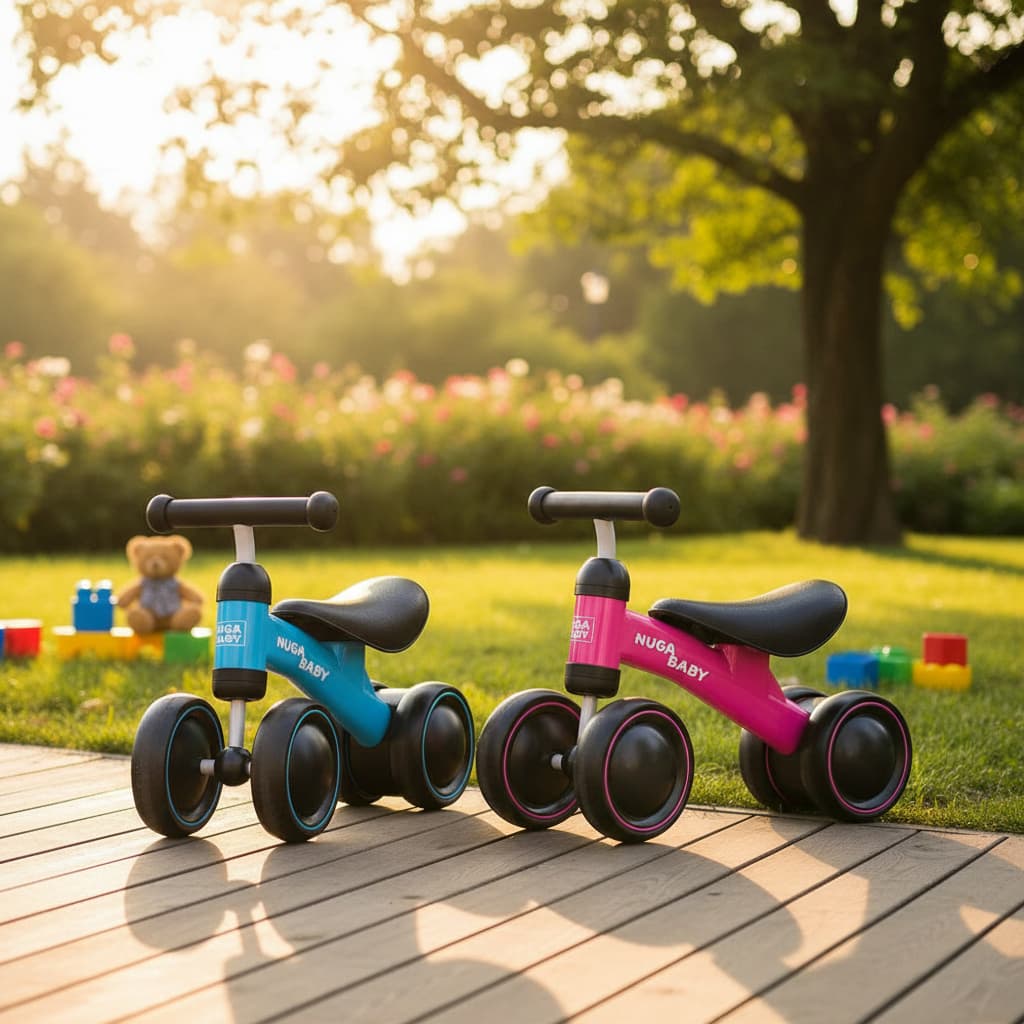 Bicicleta Infantil Sem Pedal Quatro Rodas Azul Rosa Equilibrio Aprendizado Crianca