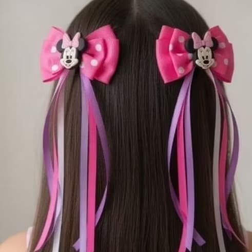 Par de Laços Minnie e Barbie Infantil Boutique Luxo Menina Festa Escola Cabelo