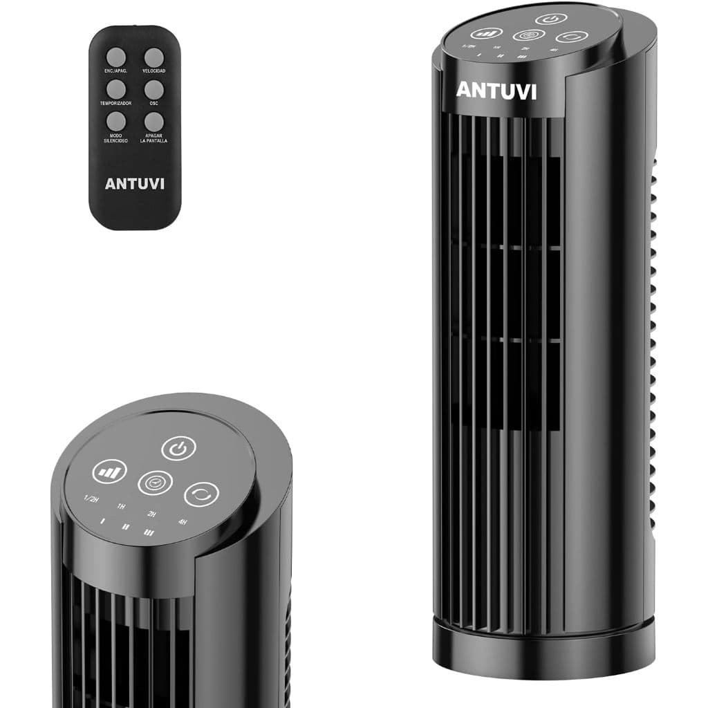 ANTUVI Ventilador de Mesa Mini Torre 32cm, Controle Remoto, 3 Velocidades, 127V Preto Eficiência A+