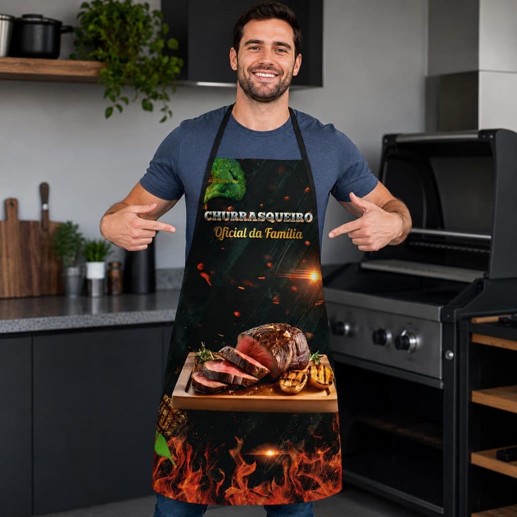 Avental Personalizado Cozinha Churrasqueiro Oxford - Novadecora