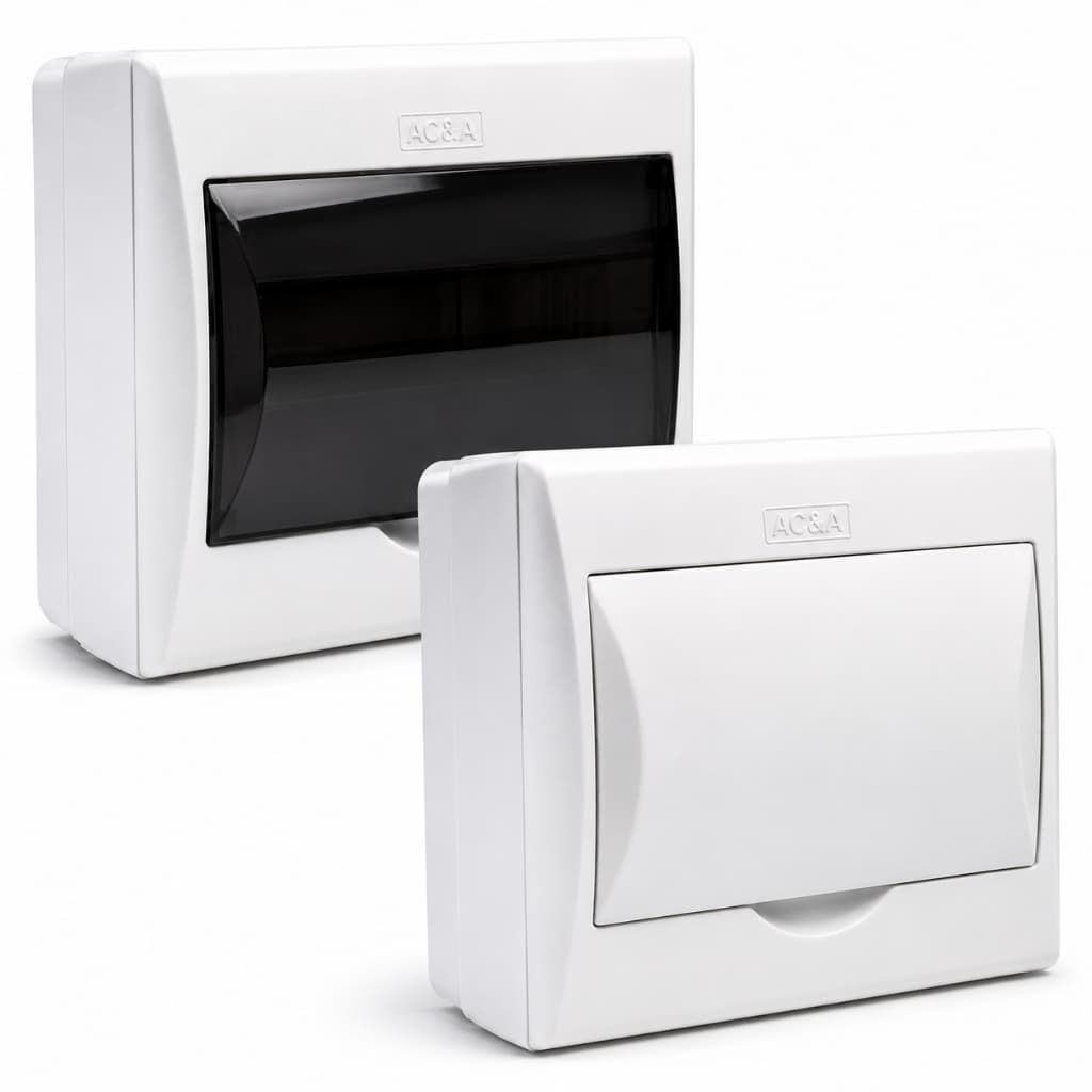 Quadro Distribuição 8 Disjuntores Sobrepor Caixa Disjuntor Branco Fumê Din Luz Elétrica Energia