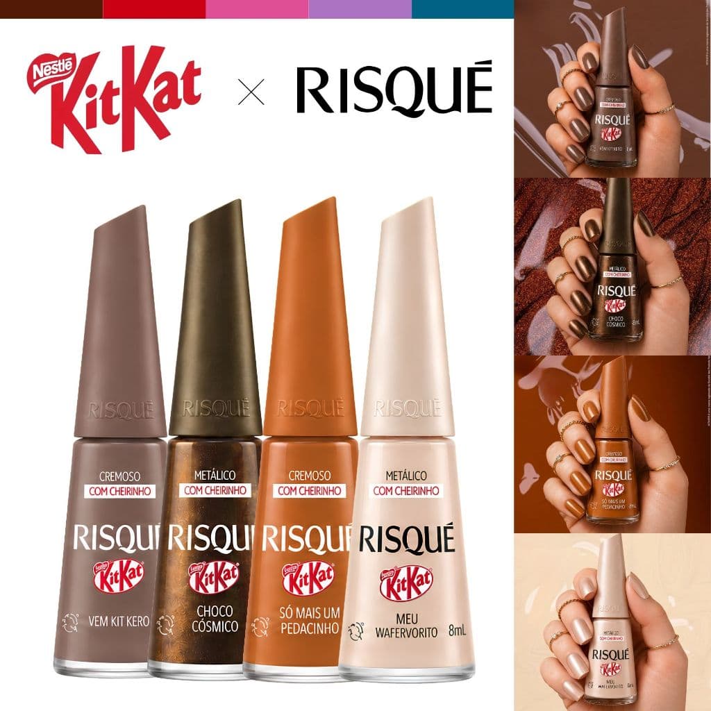 Esmalte Risqué x KitKat Escolha Sua Cor Favorita Nova Coleção Tons Marrons Laranja Esmalte Atacado