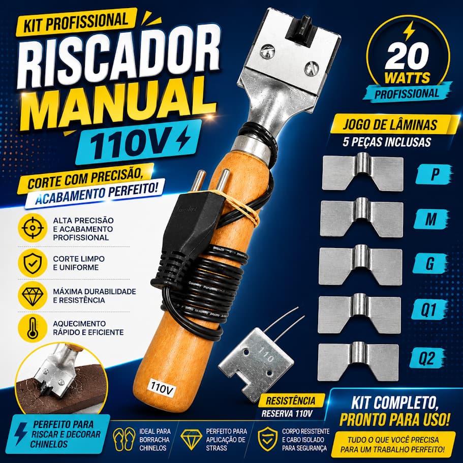 Kit Maquina Riscador Frisador + 5 Lâminas + 1 Resistência 110v
