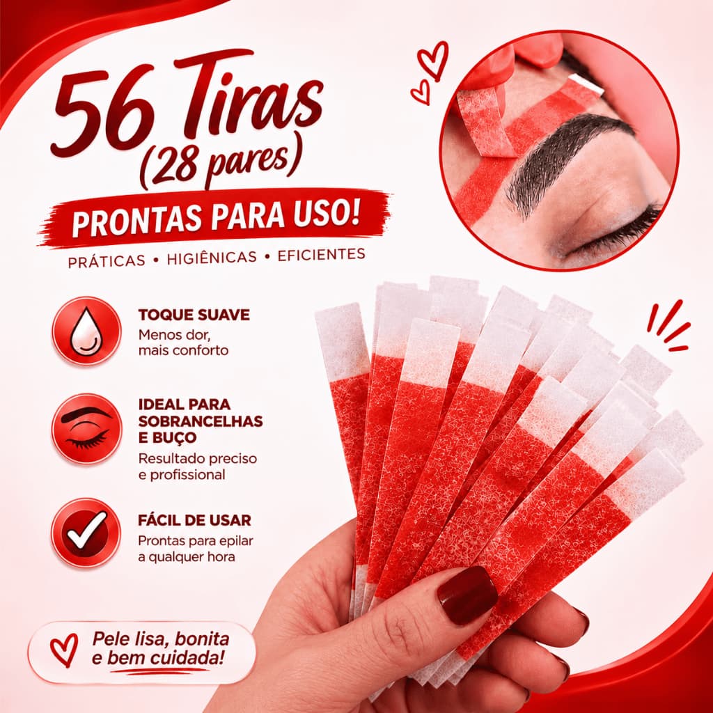 56 Tiras de Cera para Sobrancelhas e buço depilação profissional em casa frete gratis