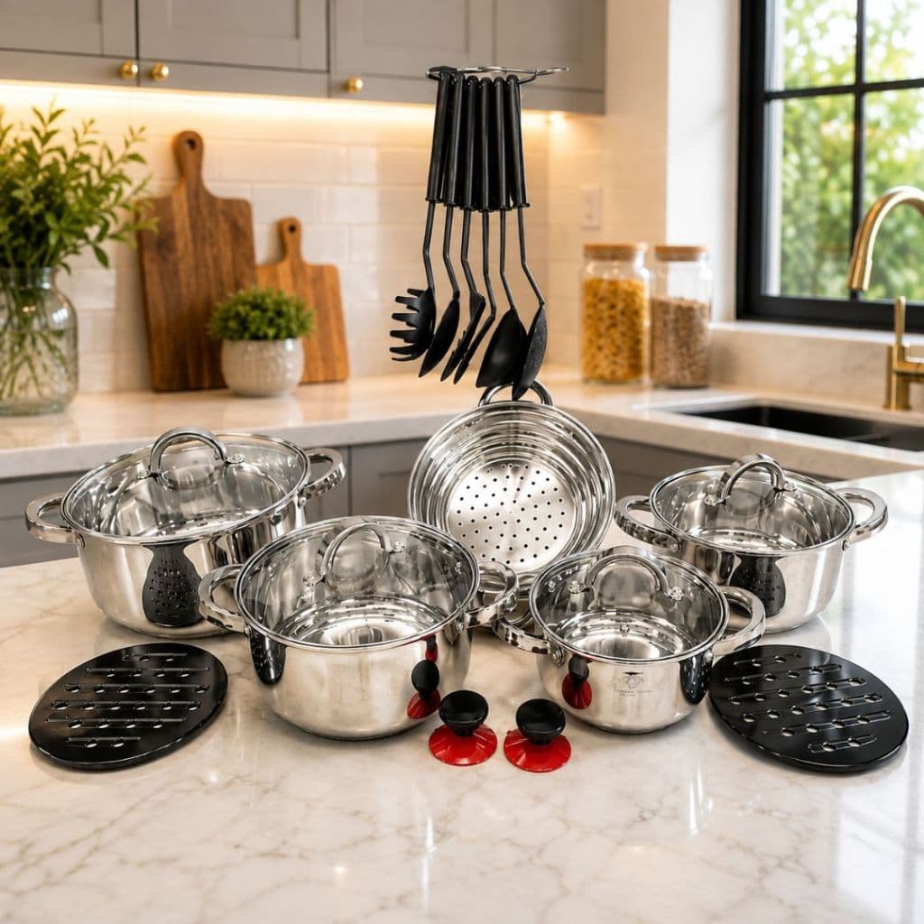 Jogo De Panelas Aço Inox 19 Peças Genebra