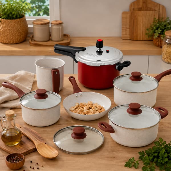 Kit Panelas Cerâmica 6 Peças + Panela de Pressão Alta Qualidade