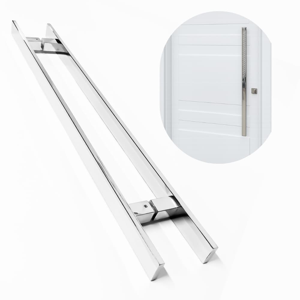 Puxador inox barra chata 50cm para portas de madeira, vidro e aluminio 30cm entre furos
