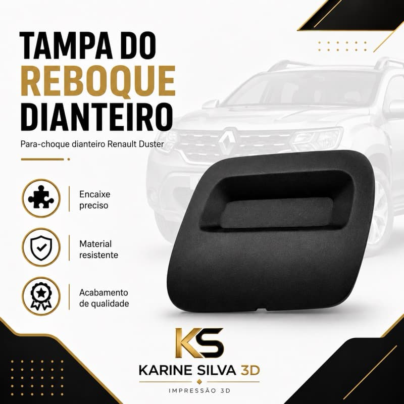 Tampa Reboque Dianteiro Renault Duster Para-Choque Dianteiro Encaixe Perfeito 2019/2020/2021/2022