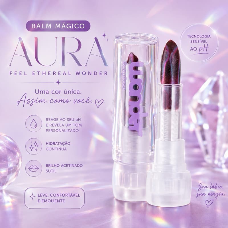 Balm Mágico Aura Feel Ethereal Wonder Ruby Rose Hidratante Labial pH