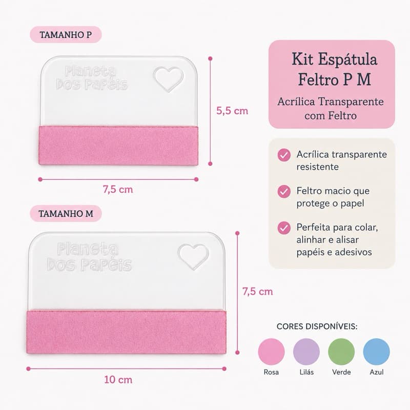 Espátula Acrílica com Feltro Aplicador de Adesivo Vinil Laminação Transparente P e M