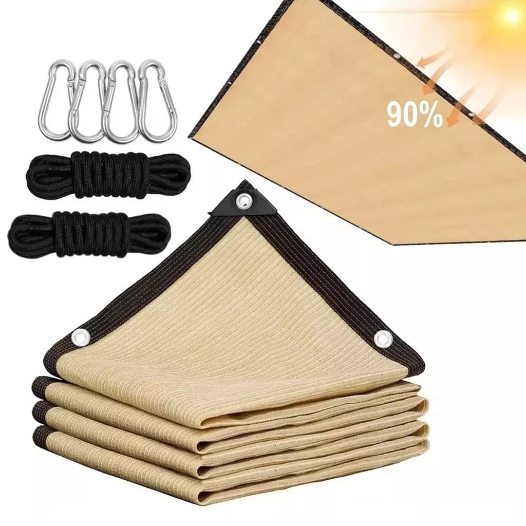 2*3-4*6M Toldo de Lona com Rede de Sombra Criptografada Engrossada, Cantos Reforçados, Proteção UV para Área Externa