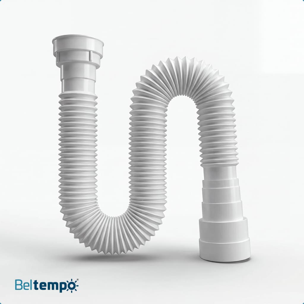Sifão Sanfonado Flexível Universal Pvc Branco Lavatório Pia 72cm Beltempo