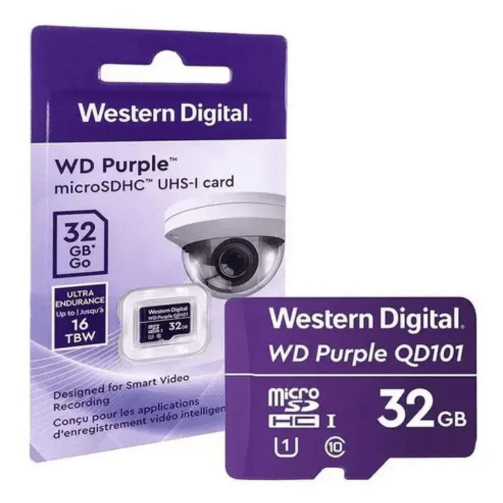 Cartão De Memória Micro Sd 32gb Wd Purple Intelbras