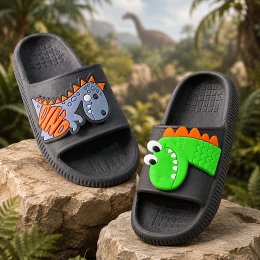 Chinelo Slide Infantil Menino Divertido Dinossauros Passeio Dia a Dia Antiderrapante