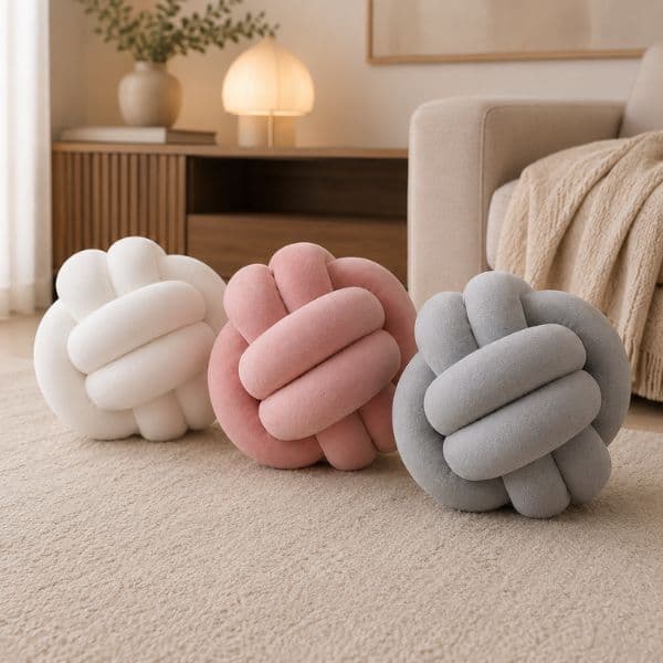 Kit 3 Almofadas Nó Escandinavo Decorativas para Sofá e Cama